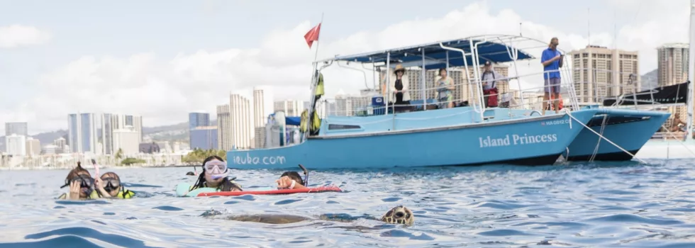 Small turtle canyon snorkeling boat waikiki