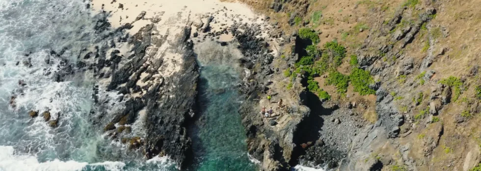 Ariel view queens bath mokulua