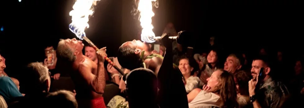 Eating fire show kauai
