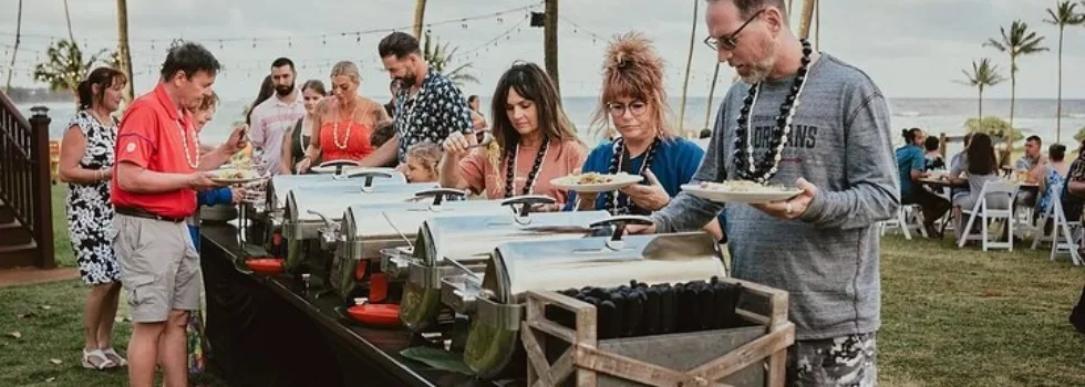 Kauai luau buffet line