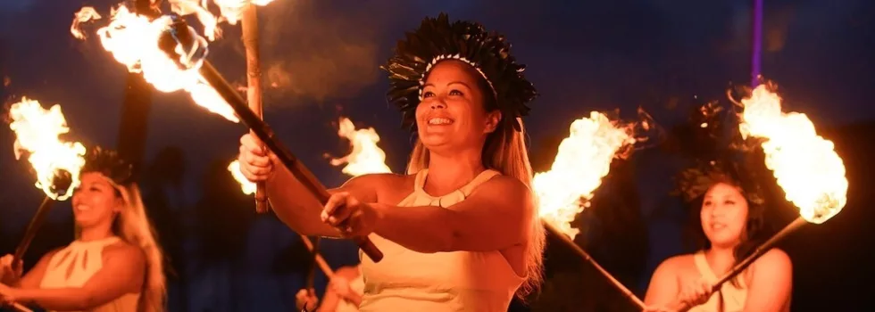 Ladie fire dancers kauai