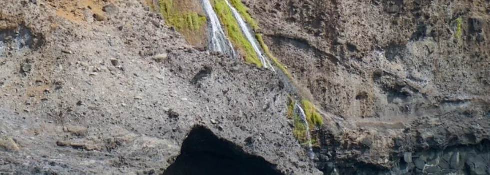 Na pali waterfall into ocean