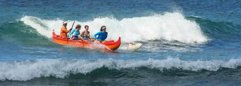 Canoe surfing tour in poipu kauai
