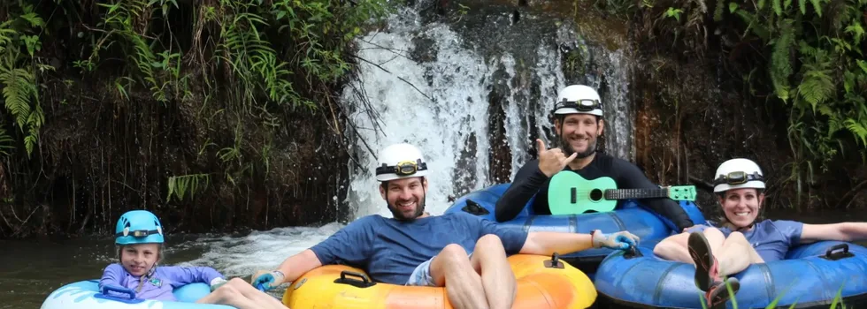 Tubing near waterfall