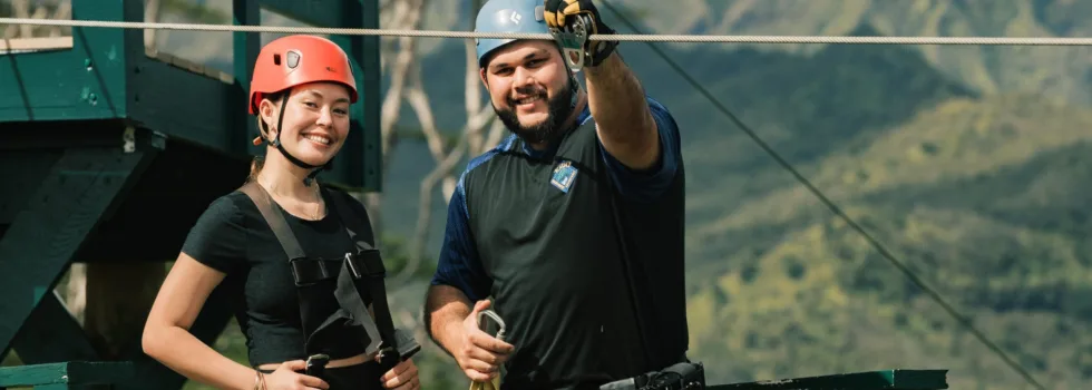 Zipline crew and guest