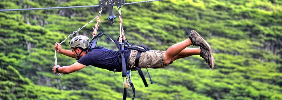 Zipline in jungle kauai