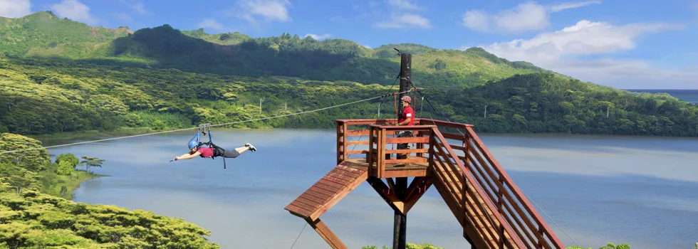 Zipline over water kauai