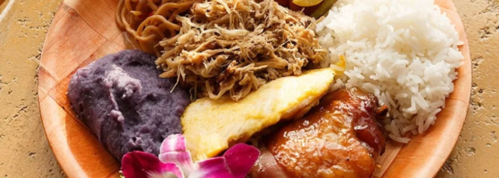 Hawaiian food plate kauai luau