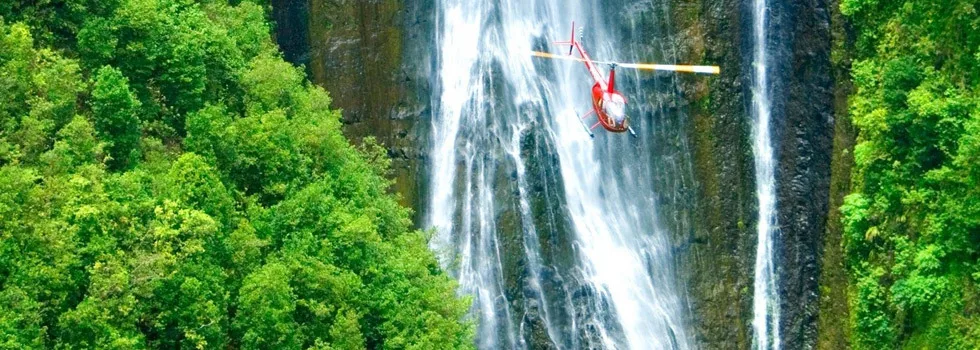 Jurassic park waterfall helicopter tour