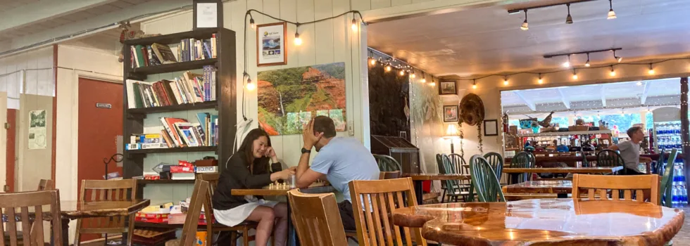 Dining room inside kokee lodge