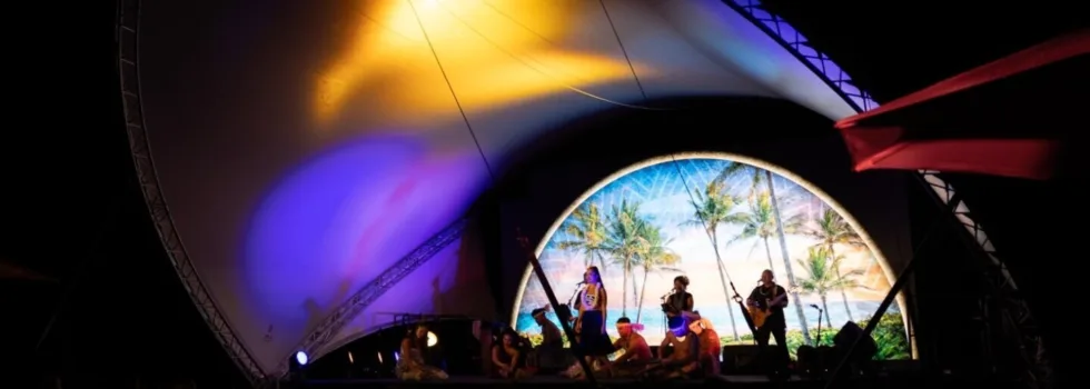 Crowd and stage koolina luau