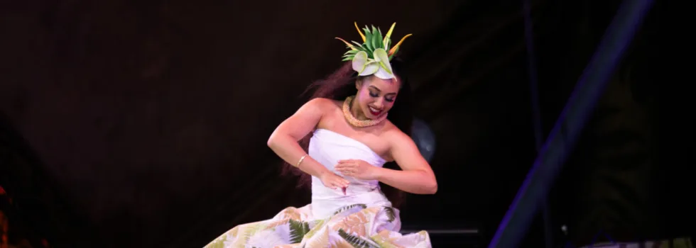 Female luau dancers on stage