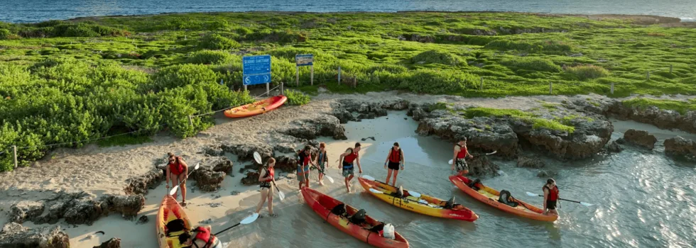 Kayak launching from flat island kailua