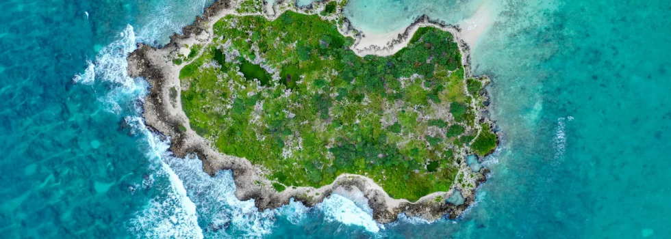 Flat island drone photo