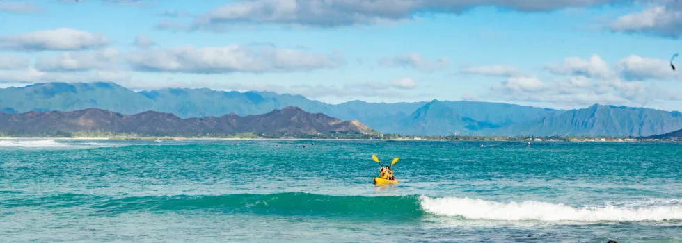 Kayak approaching mokulua island