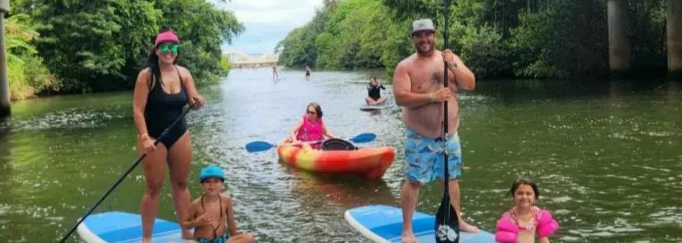 Sup paddling haleiwa river