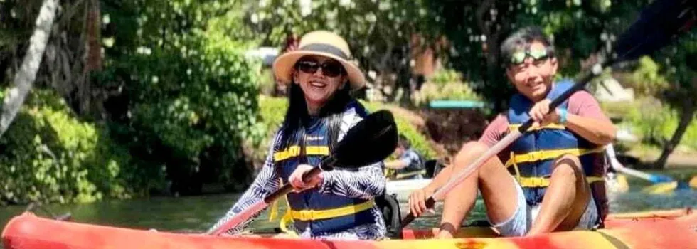 Kayak paddling haleiwa river