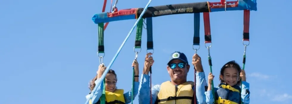 Family young kid parasail maui