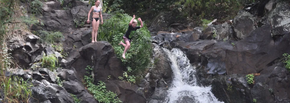 Maui kids waterfall swim