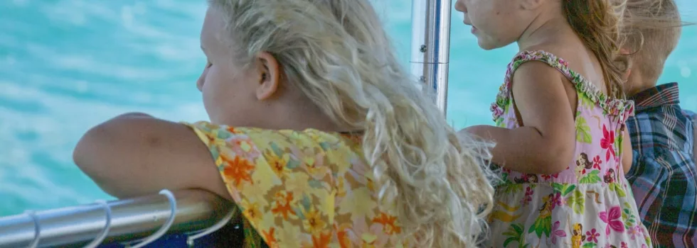 Kids on glass bottom boat