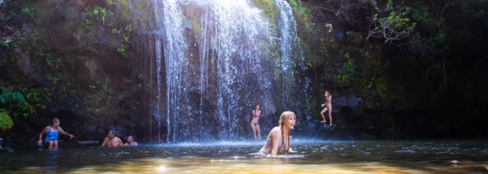 Swim under waterfall kona hawaii