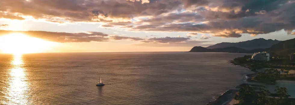 Koolina catamaran sailing sunset