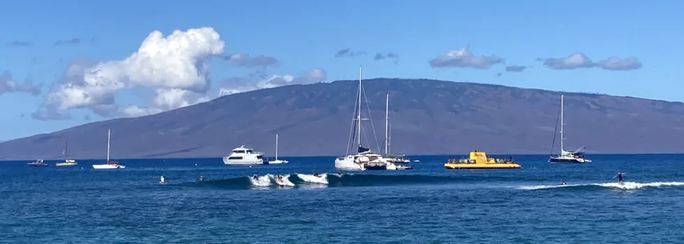 Lahaina surfing wave at harbor