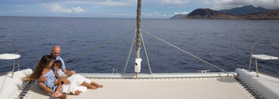 Family relaxing luxury yacht koolina