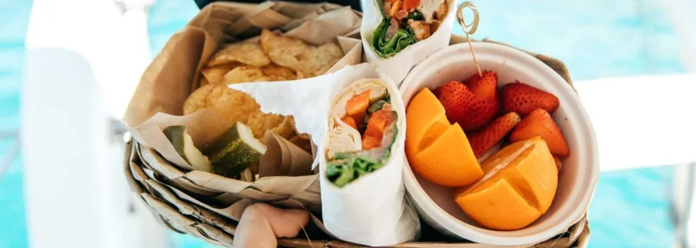Gourmet lunch served koolina catamaran