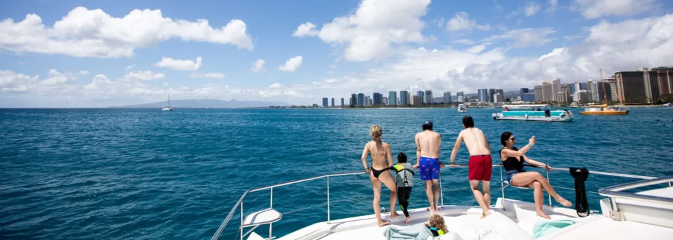 Family on luxury boat waikiki