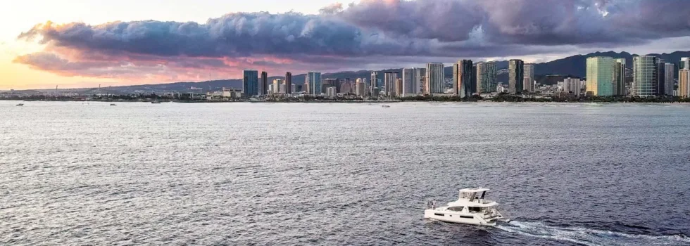 Luxury catamaran waikiki sunset