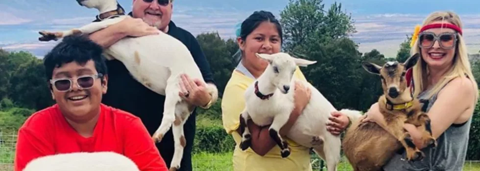 Family goat yoga maui