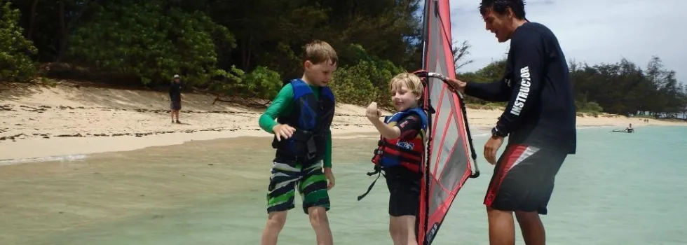 Kids learn to wind surf maui