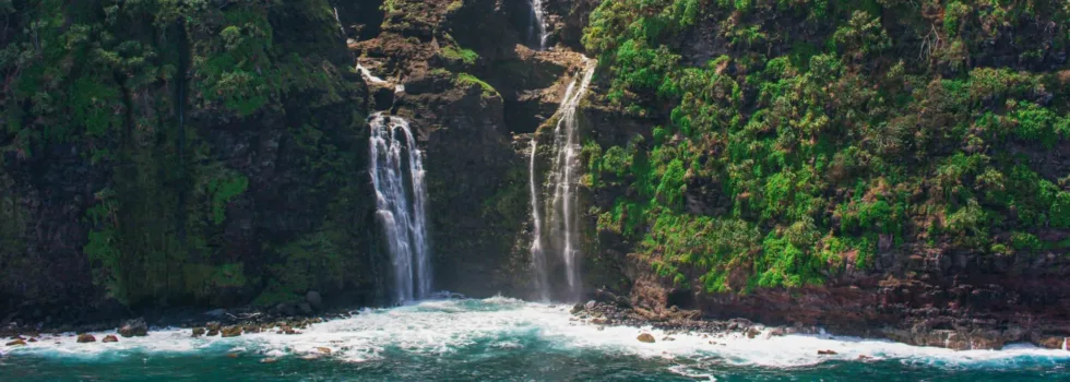 Seacliff waterfalls into hana bay