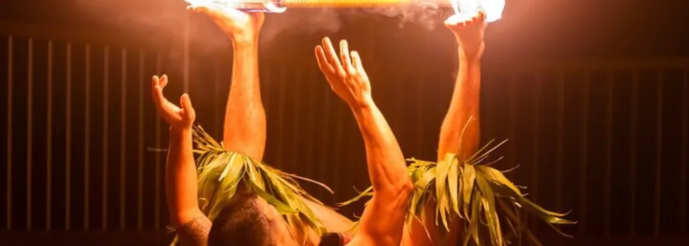 Fire dancer at casual luau maui