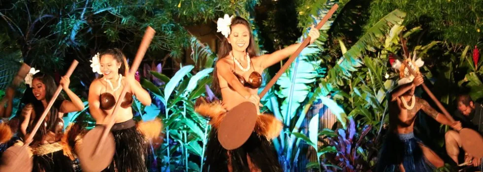 Female hula paddle dance maui