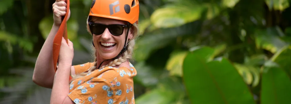 Girl with big smile maui zipline