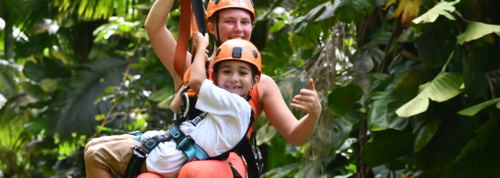 Zipline guide tandem with child