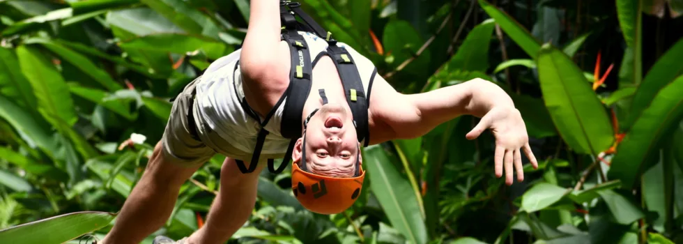 Upside down zipline guest haiku