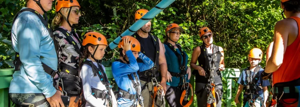 Haiku zipline group listens to instructor
