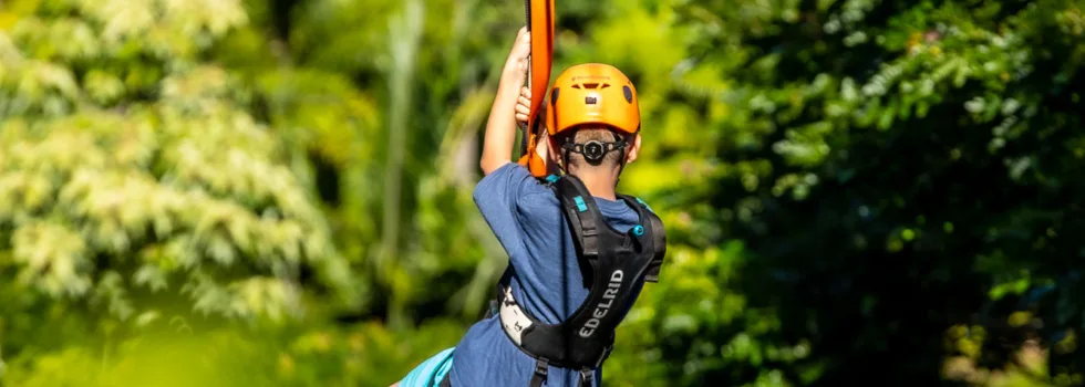 Child zipliner in haiku
