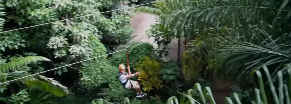 Child ziplining in haiku maui