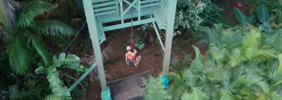 Man rappels during maui zipline