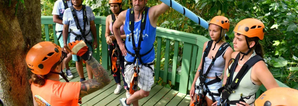 Zipline customers listen to instruction