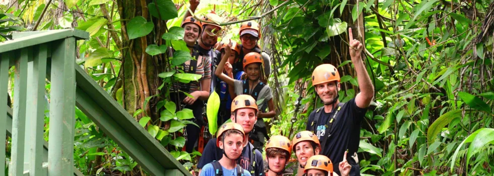 Haiku zipline guests on jungle trail