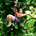 Zipline guide throwing shaka thumb