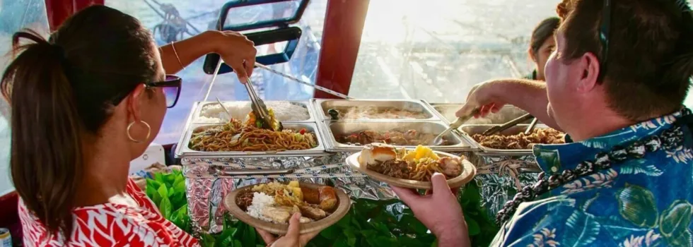 Serving lunch catamaran maui