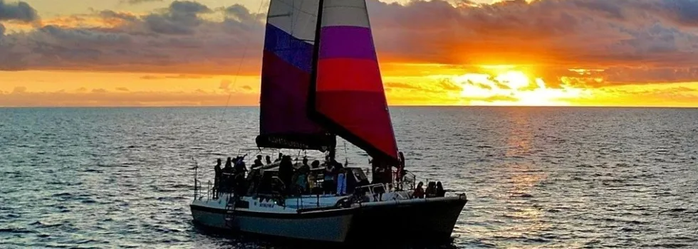 Tiki bar sailing catamaran maui