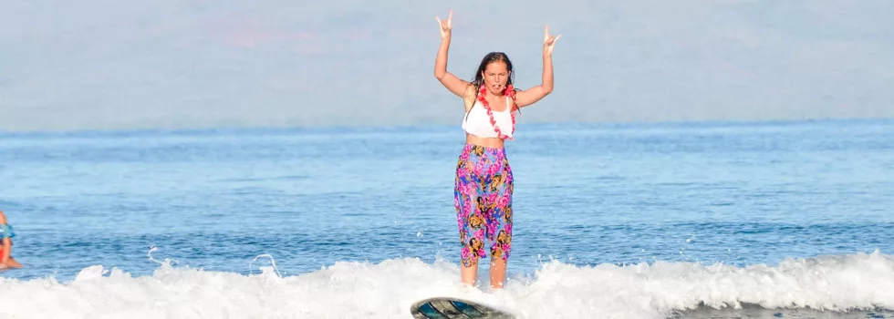 Girls surfing lessons maui