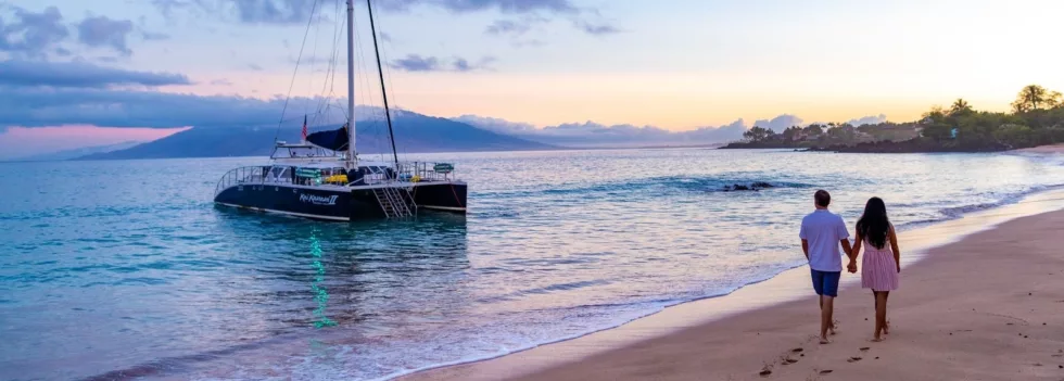 Beach loading catamaran maui